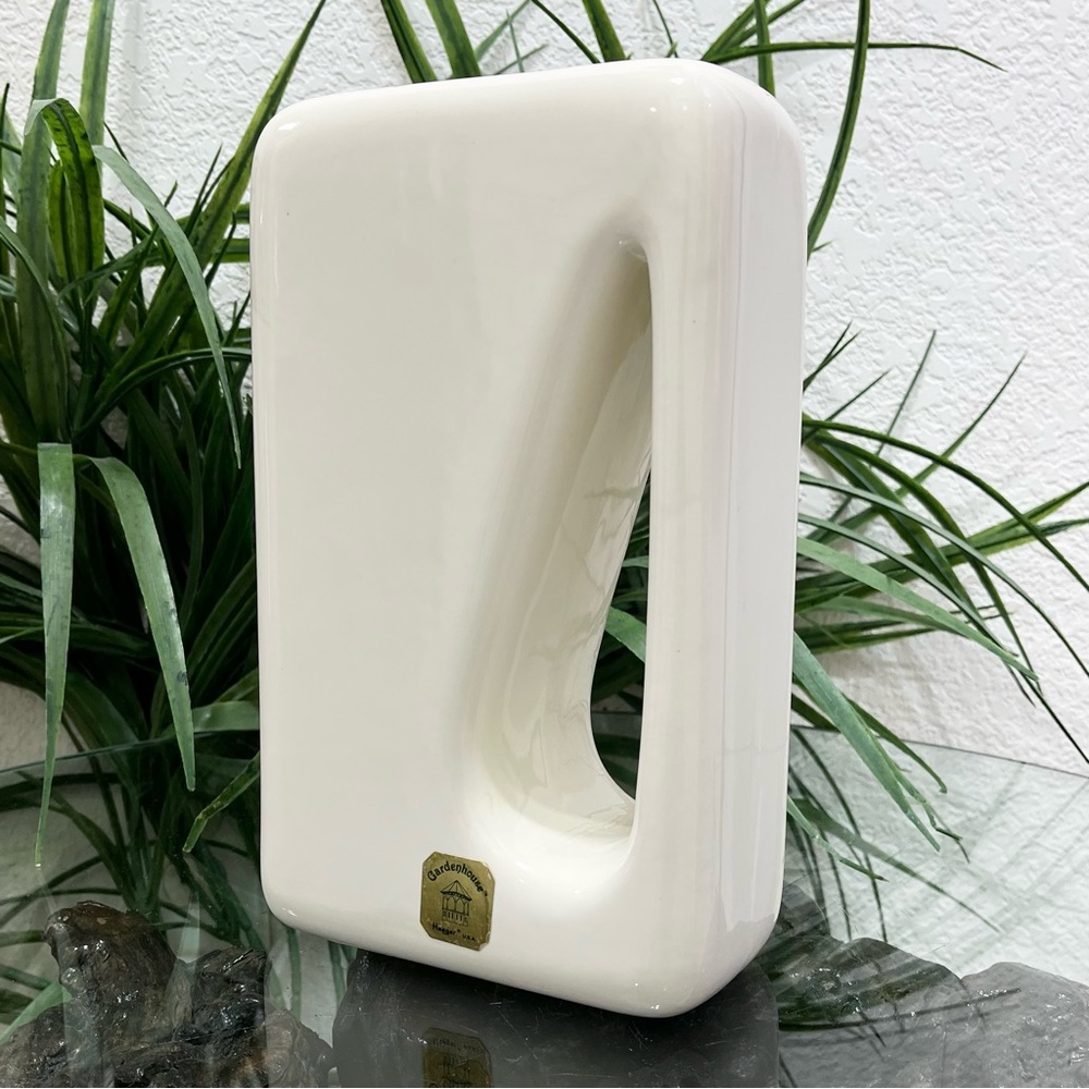 Vintage Haeger Gardenhouse Sleek Geometric Arctic White 10” Ceramic Vase